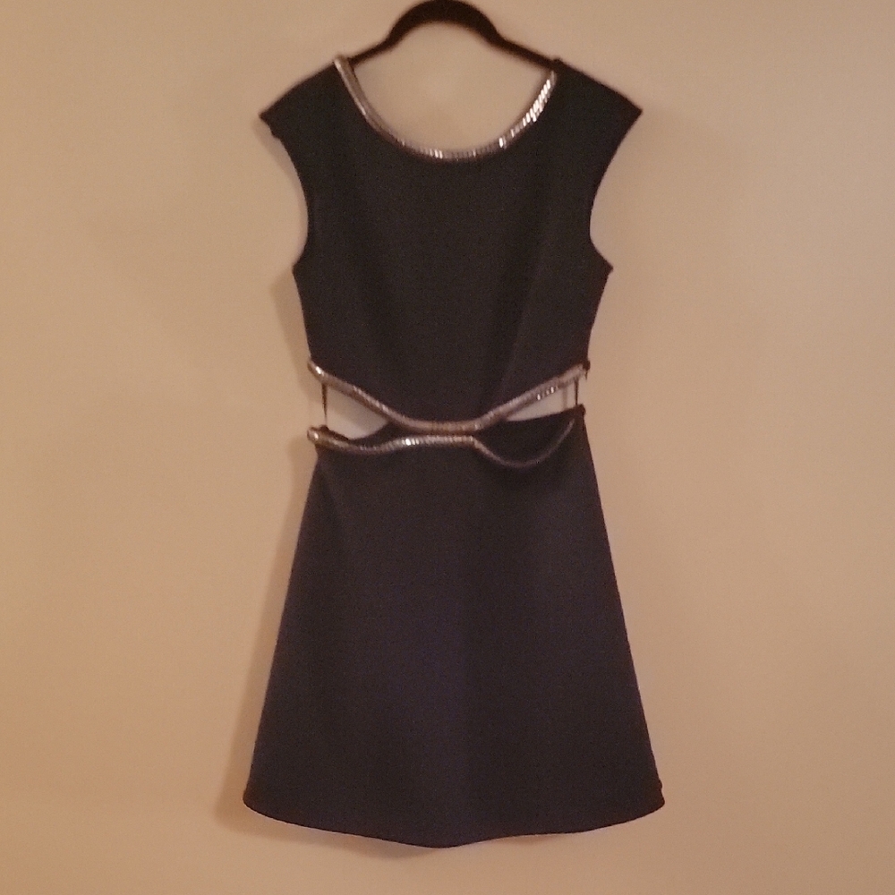Elegant Black Dress with Silver Accents
